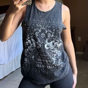 Edgy Charcoal Graphic Tank Top